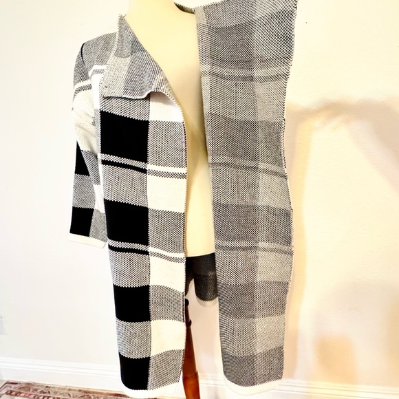 De Philo Black & White Plaid Draped Sweater Jacket Oversized Cardigan Size S - Picture 7 of 13